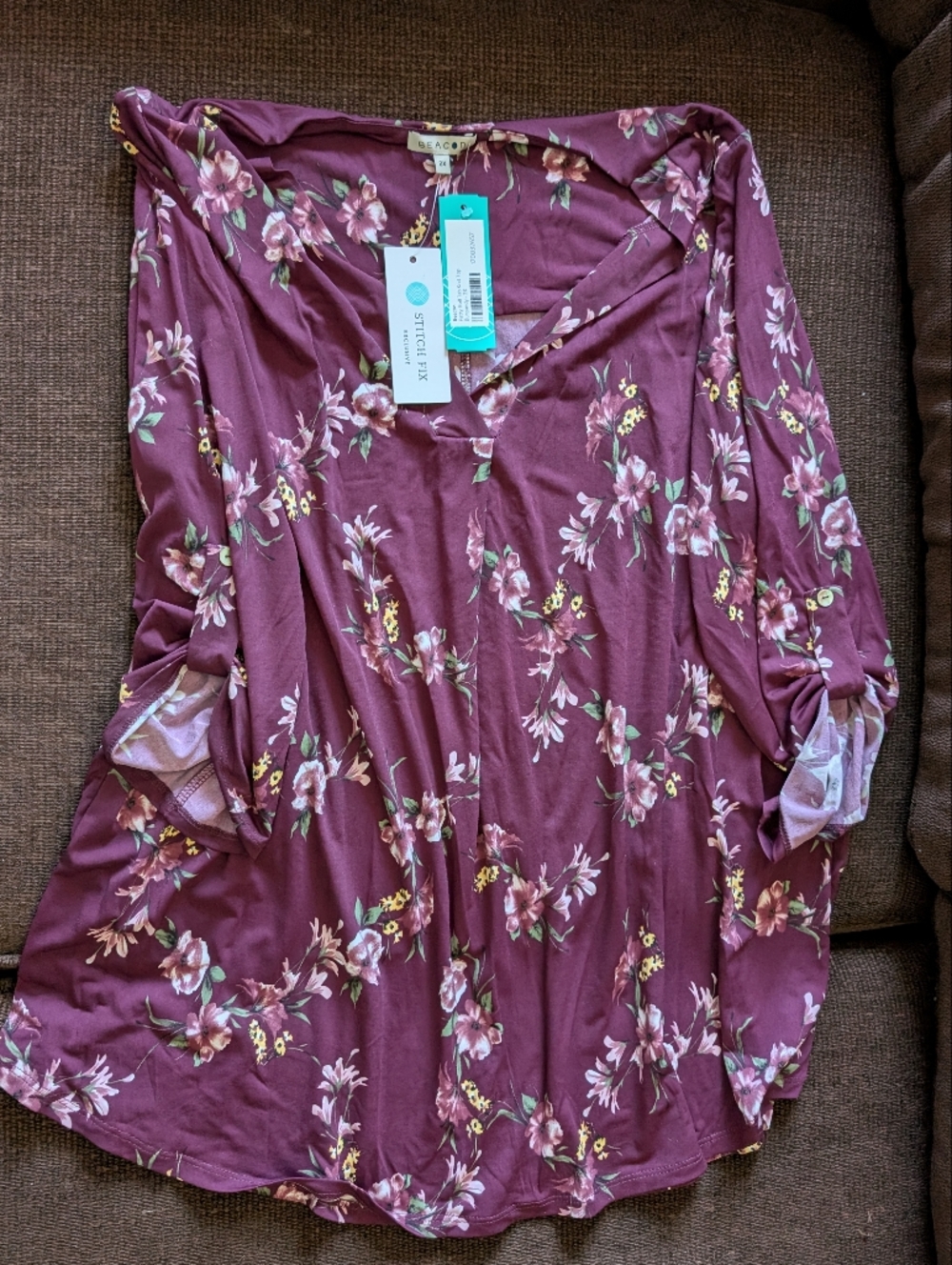 Beacon Burgundy Floral Knit Top